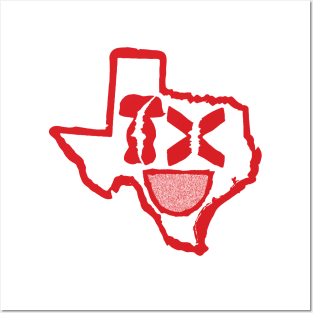 Grunge Heads Texas Smiling Face Posters and Art